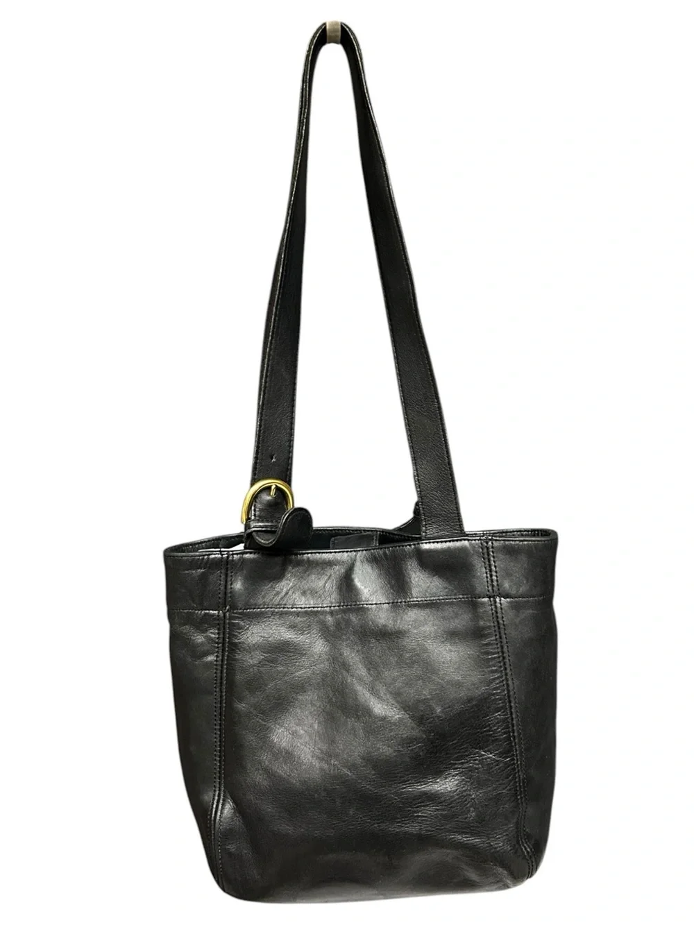 Vintage Coach Buckle Bag 4157 Black Glove Tanned Leather Tote Shoulder Bag USA